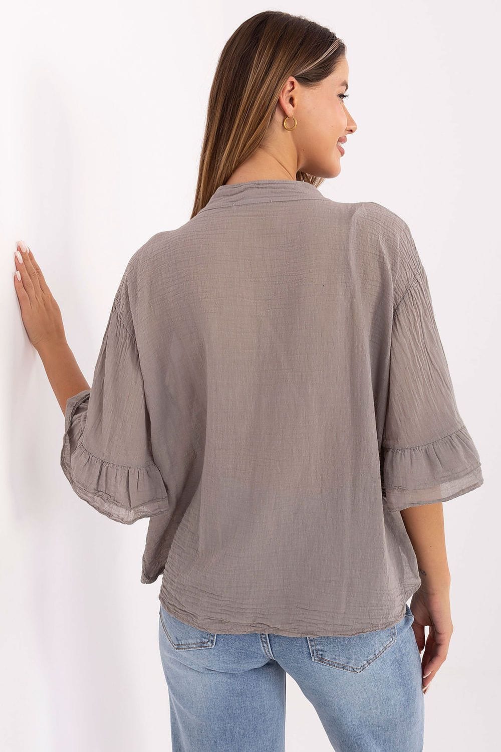 Boho Cotton Shirt Three Quarter Flounce - ShalayeFashion