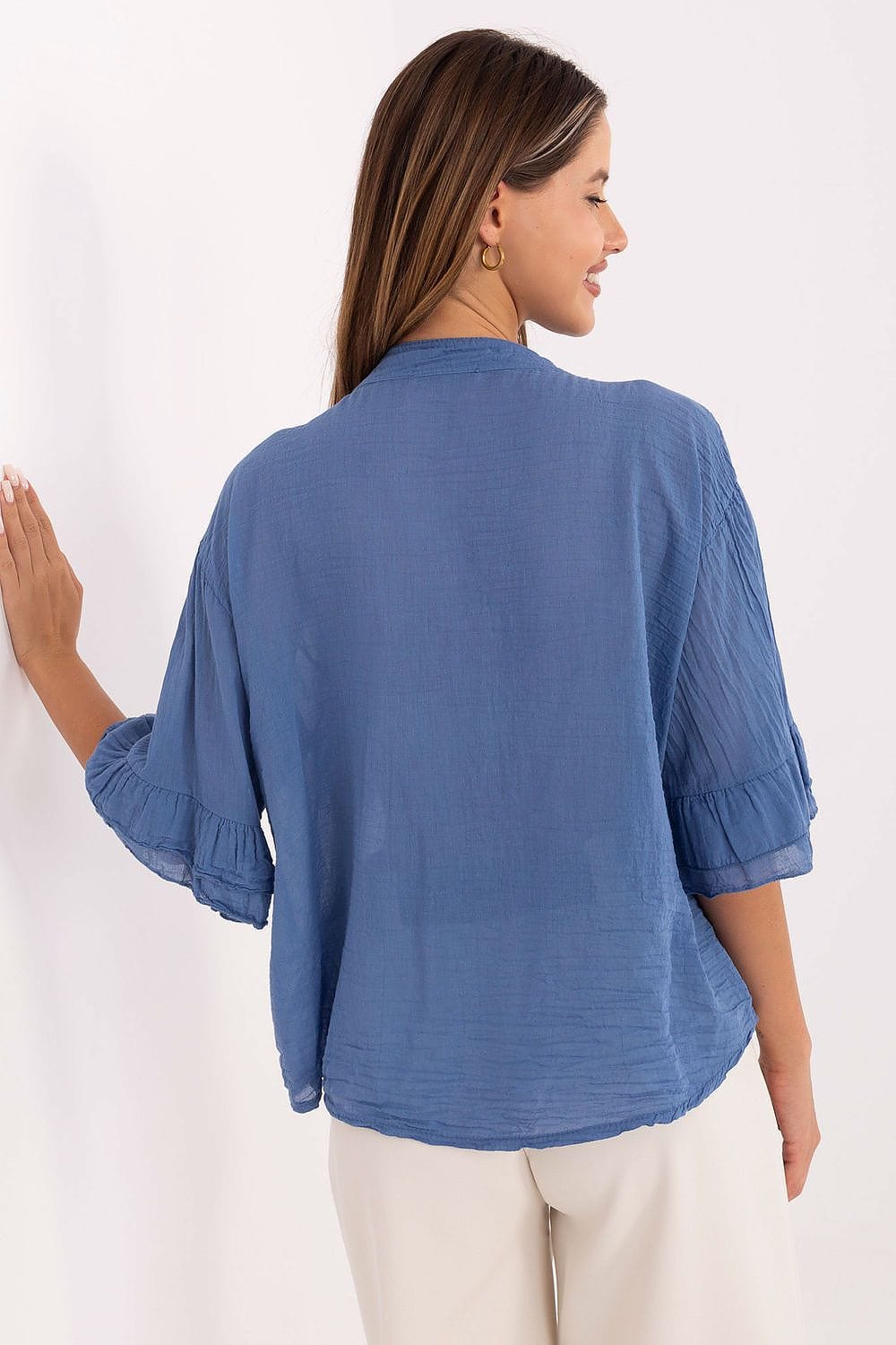 Boho Cotton Shirt Three Quarter Flounce - ShalayeFashion