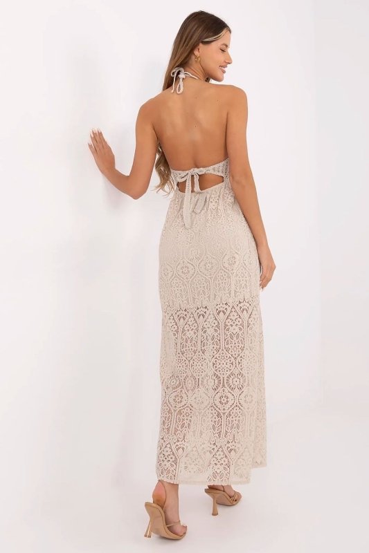 Boho Maxi Dress Lace Pattern Padded - ShalayeFashion