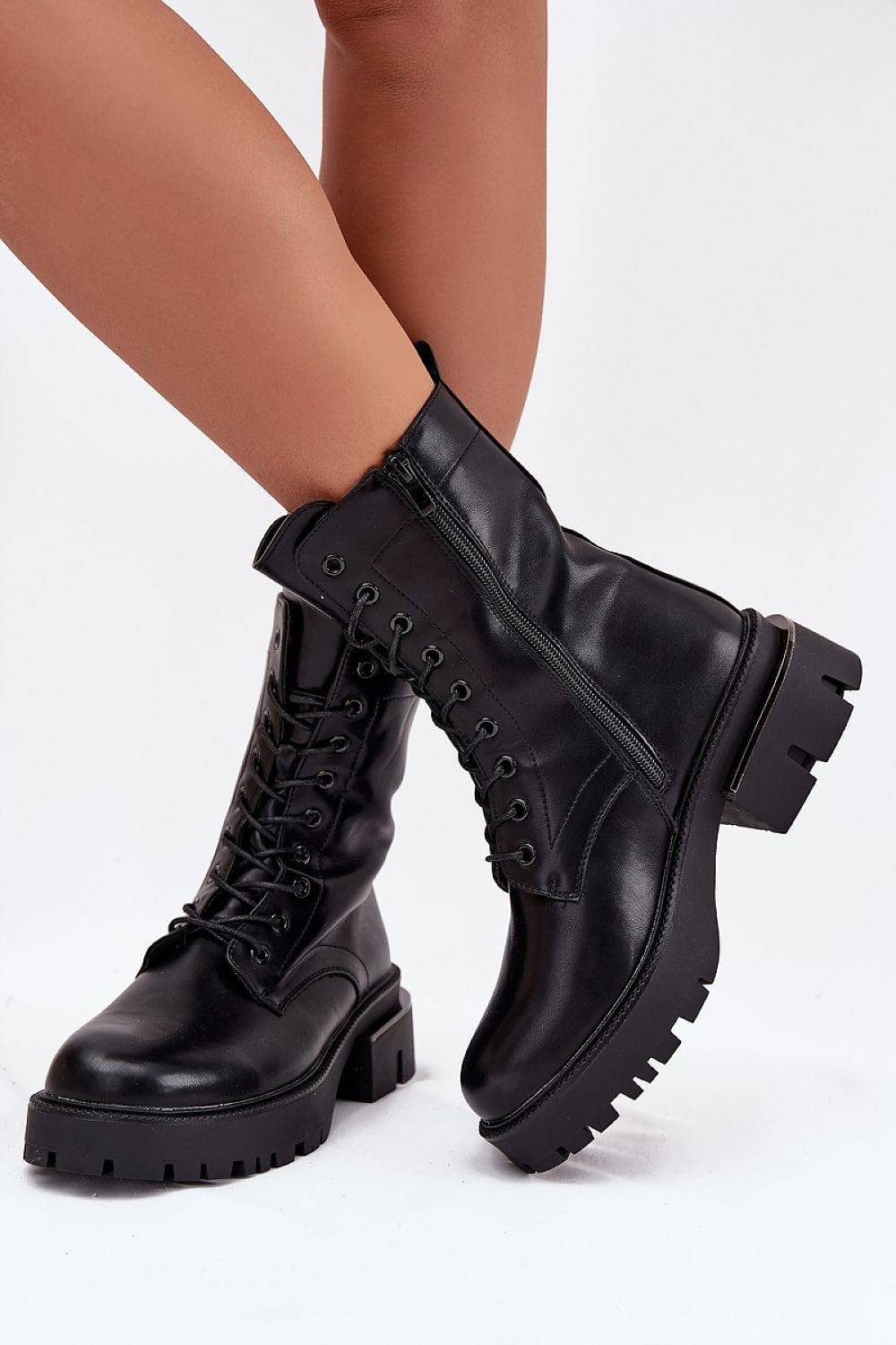 Bootie Women Eco Leather Block Heel Urban - ShalayeFashion