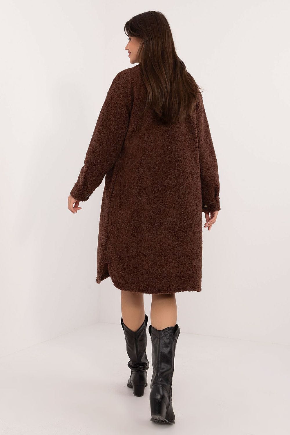 Boucle Fabric Shirt Patch Pockets Collar - ShalayeFashion