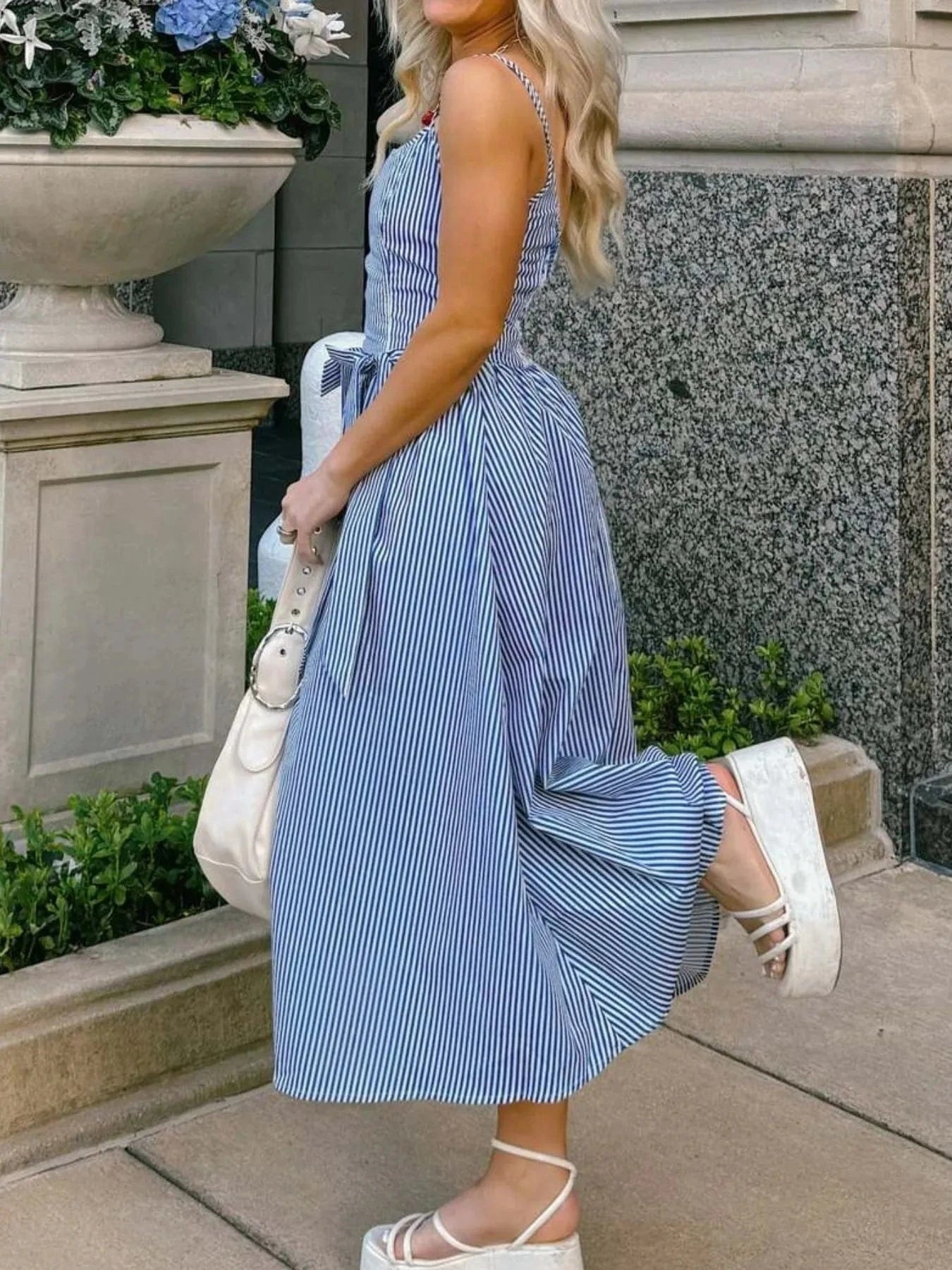 Bow Detail Midi Cami Dress - ShalayeFashion