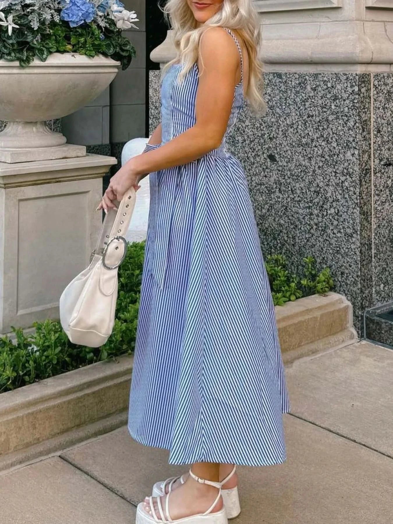 Bow Detail Midi Cami Dress - ShalayeFashion