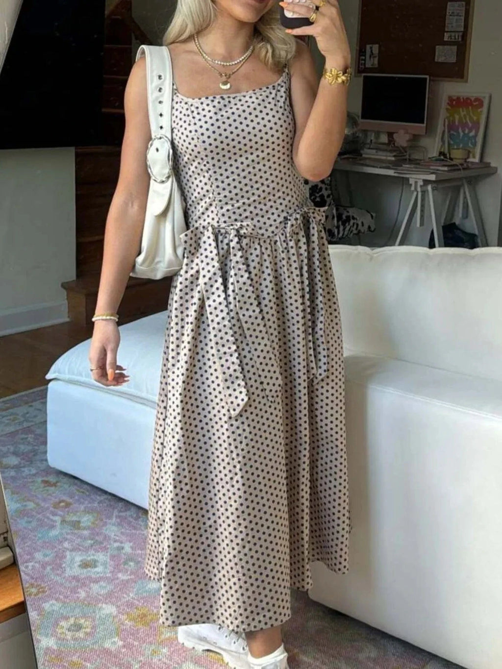 Bow Detail Midi Cami Dress - ShalayeFashion