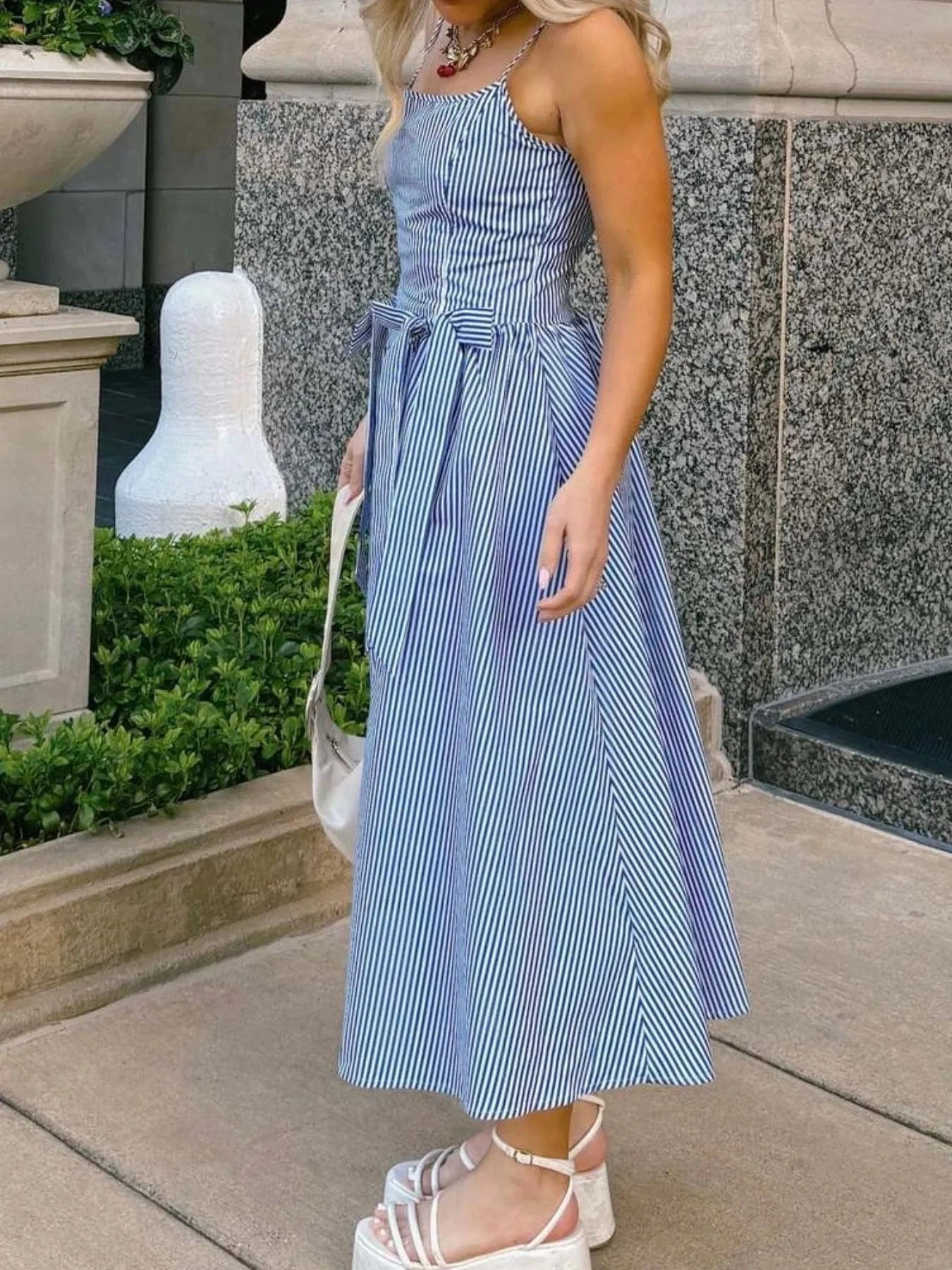 Bow Detail Midi Cami Dress - ShalayeFashion
