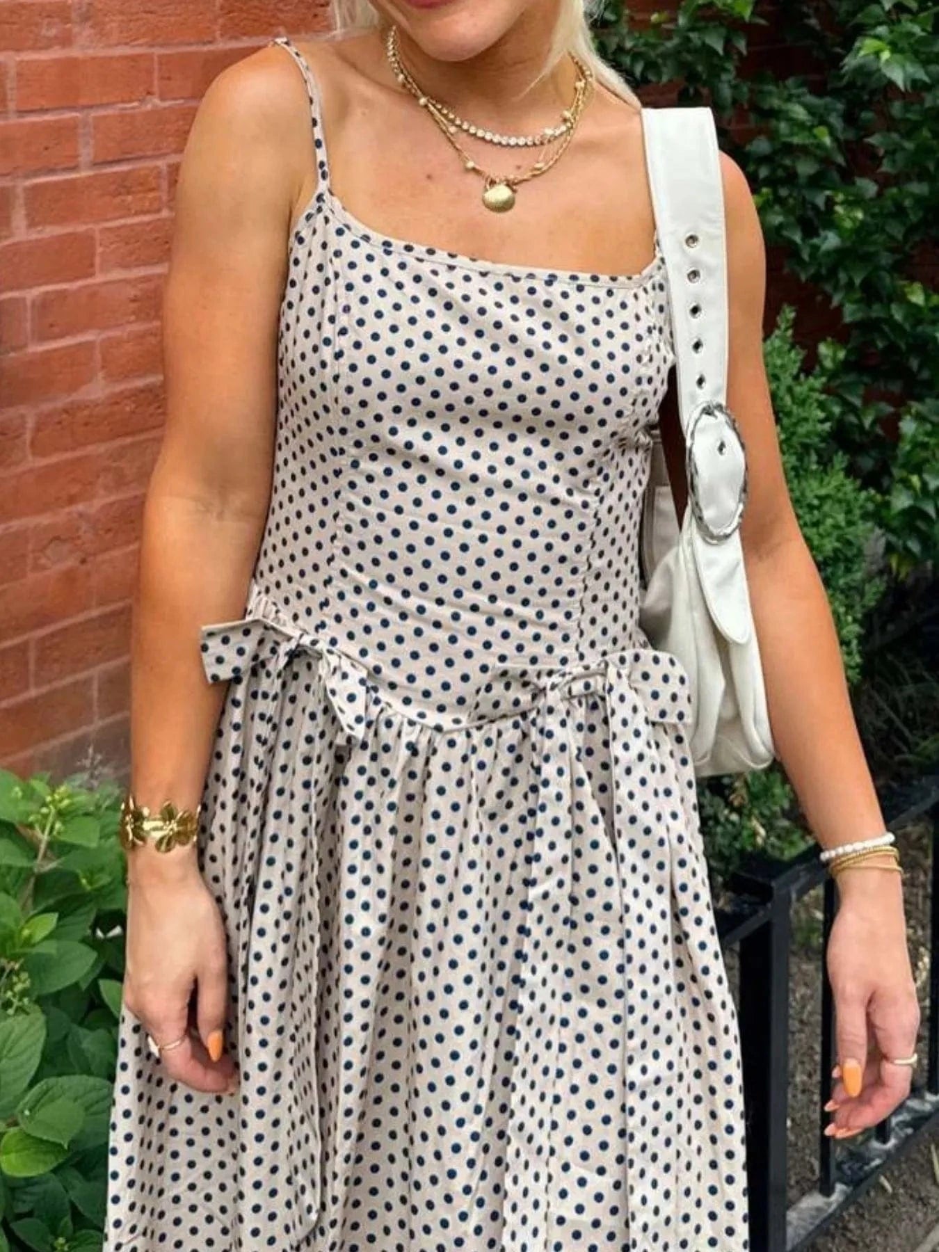 Bow Detail Midi Cami Dress - ShalayeFashion