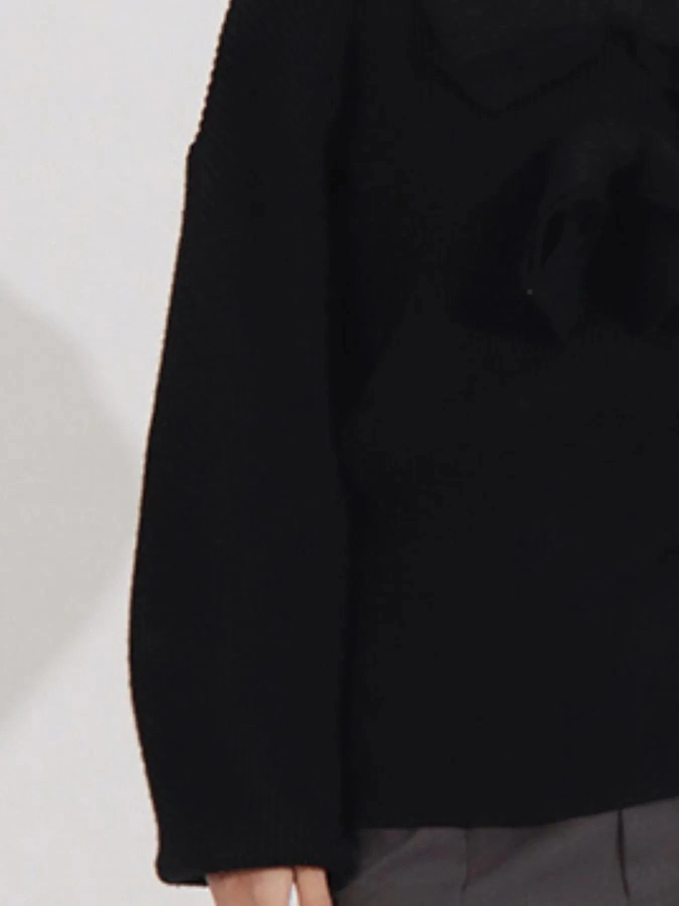 Bow Front Turtleneck Long Sleeve Sweater - ShalayeFashion