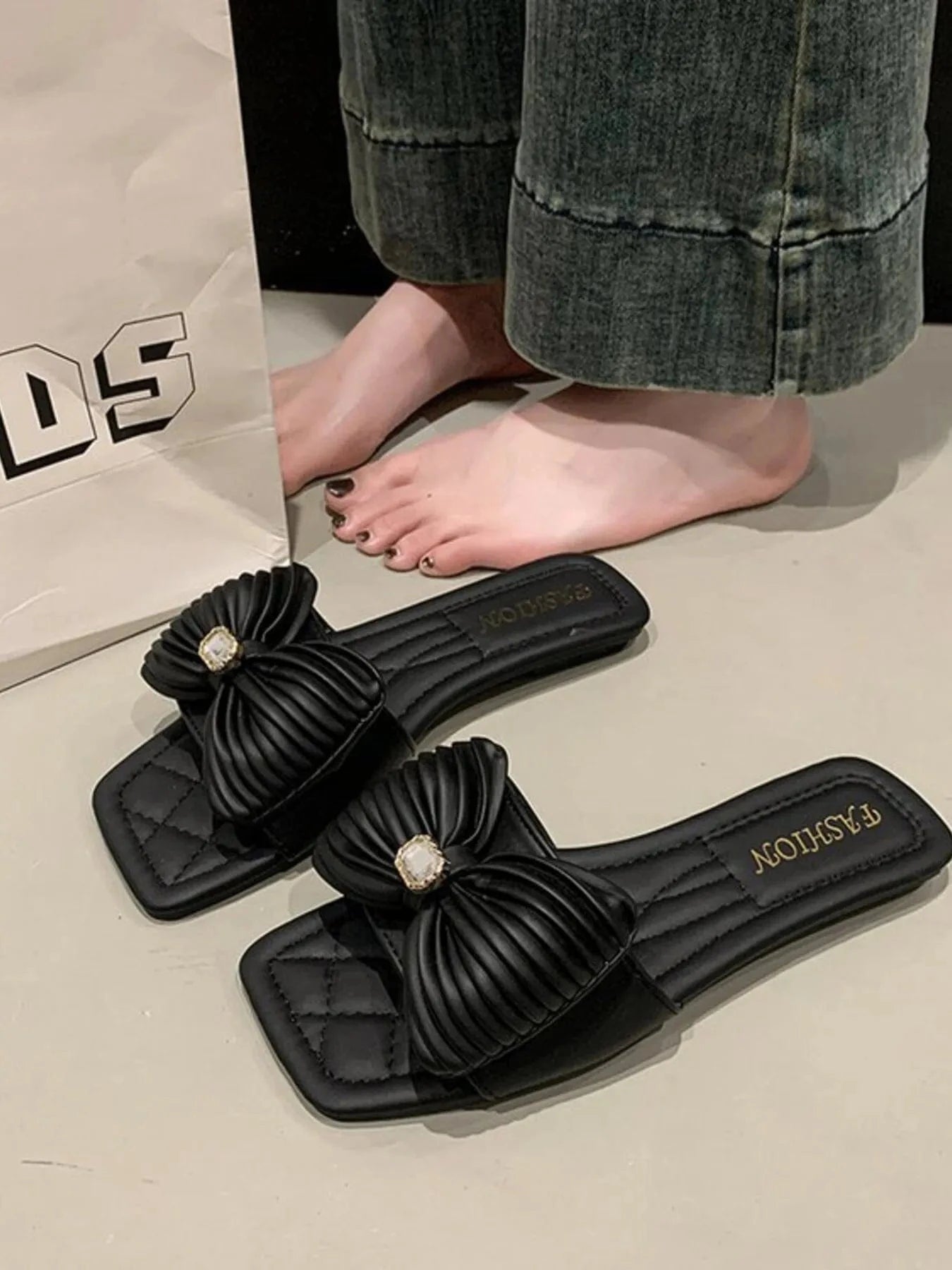 Bow - Knot Flat Sandals - ShalayeFashion