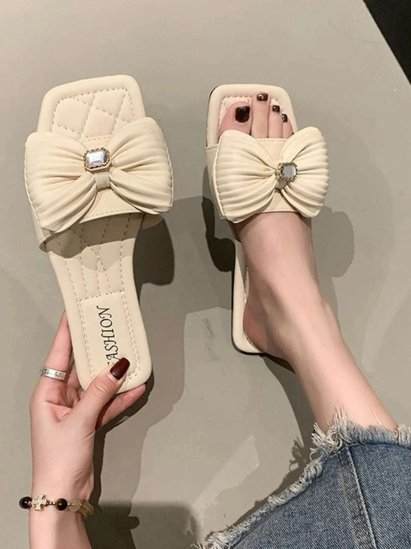 Bow - Knot Flat Sandals - ShalayeFashion