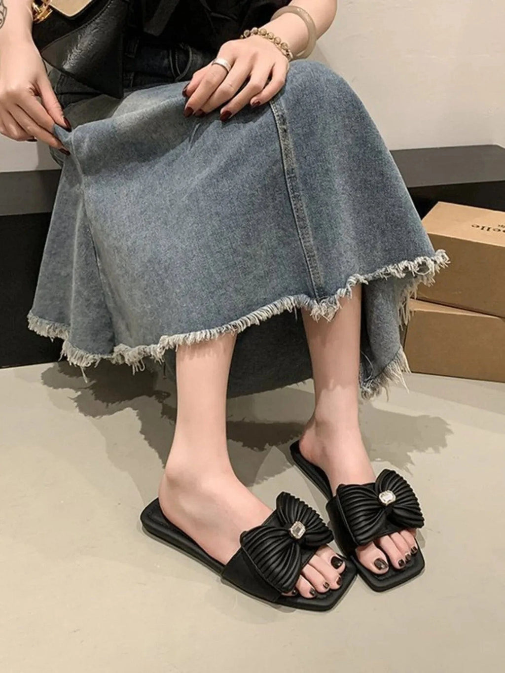 Bow - Knot Flat Sandals - ShalayeFashion