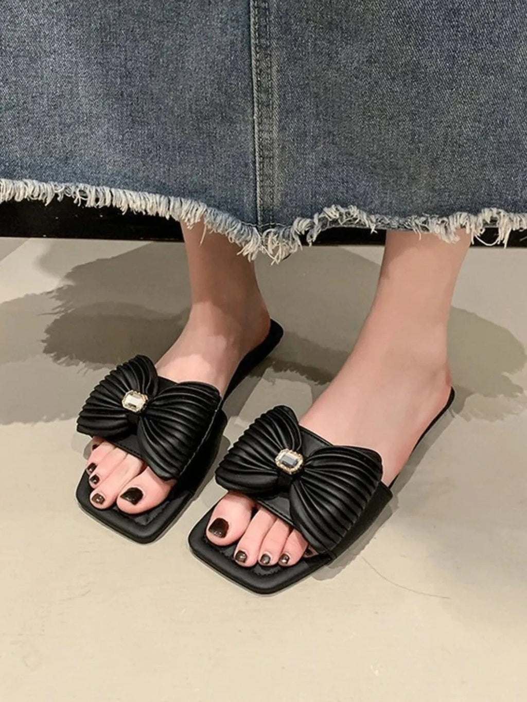 Bow - Knot Flat Sandals - ShalayeFashion