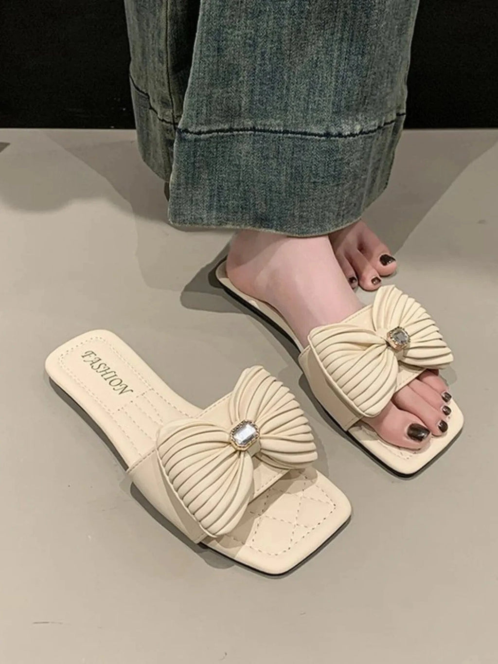 Bow - Knot Flat Sandals - ShalayeFashion