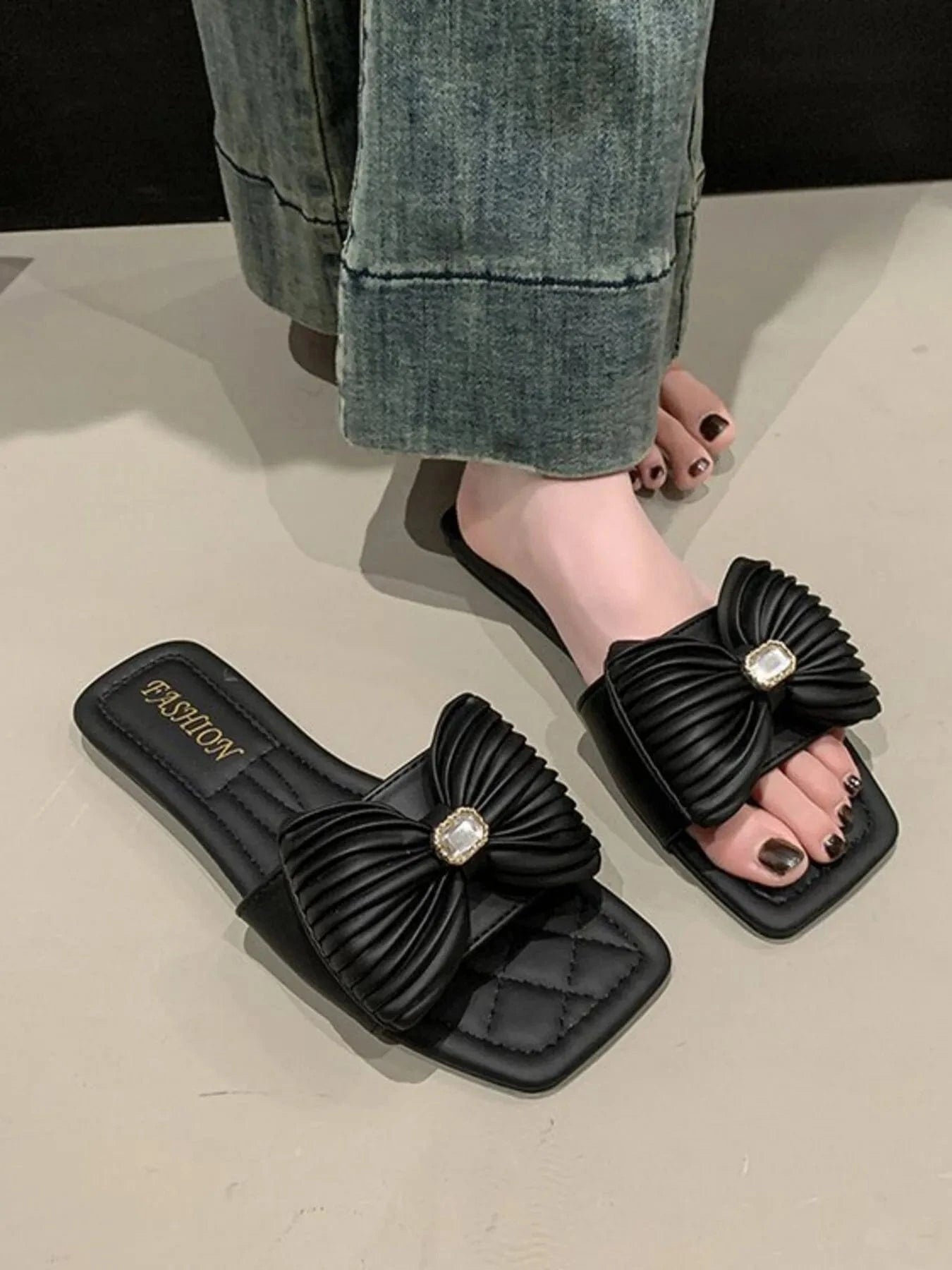 Bow - Knot Flat Sandals - ShalayeFashion