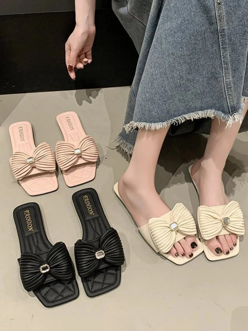 Bow - Knot Flat Sandals - ShalayeFashion
