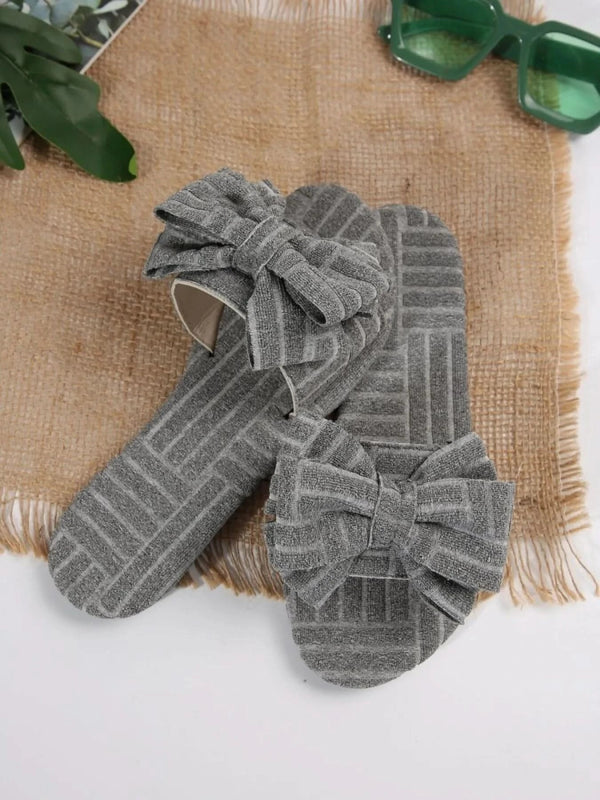 Bow Knot Open Toe Slippers - ShalayeFashion