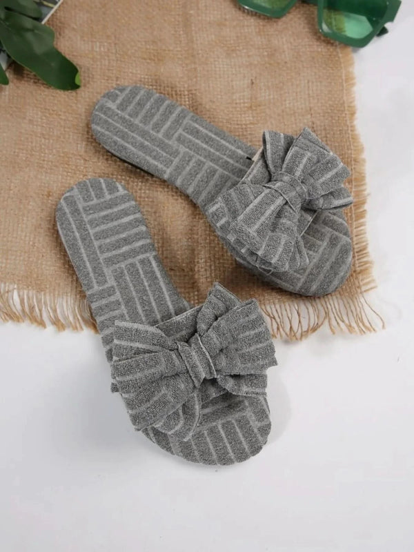Bow Knot Open Toe Slippers - ShalayeFashion