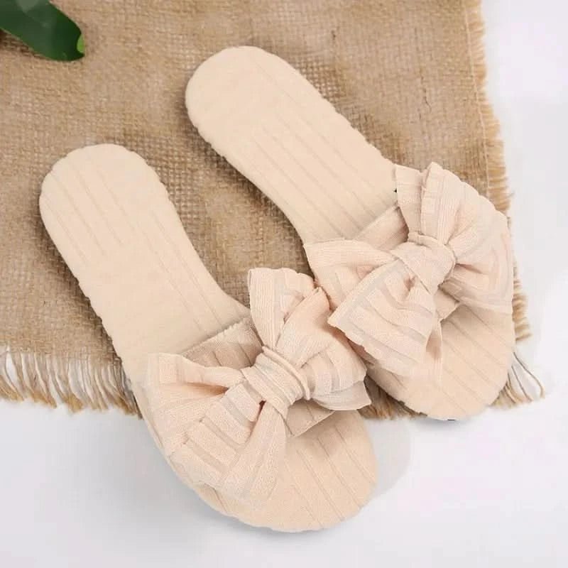 Bow Knot Open Toe Slippers - ShalayeFashion