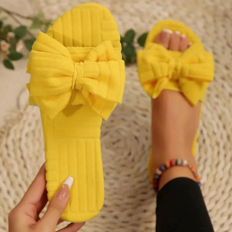 Bow Knot Open Toe Slippers - ShalayeFashion