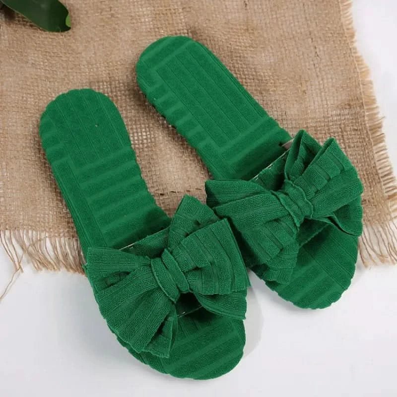 Bow Knot Open Toe Slippers - ShalayeFashion
