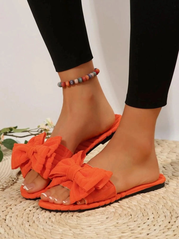 Bow Knot Open Toe Slippers - ShalayeFashion