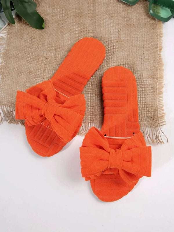 Bow Knot Open Toe Slippers - ShalayeFashion