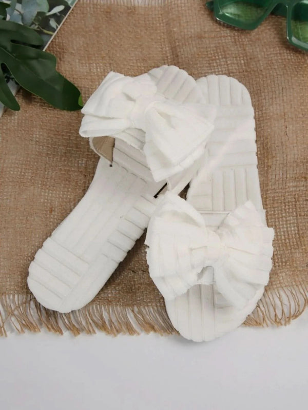 Bow Knot Open Toe Slippers - ShalayeFashion