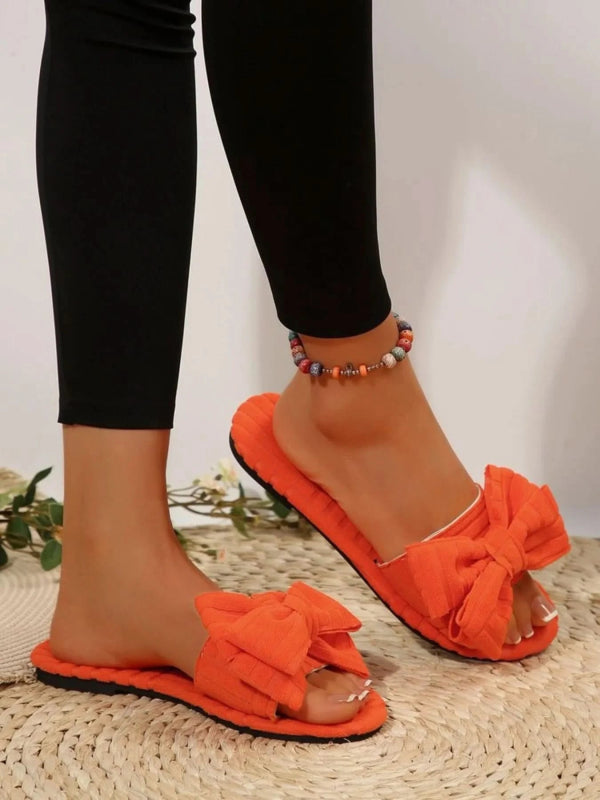 Bow Knot Open Toe Slippers - ShalayeFashion
