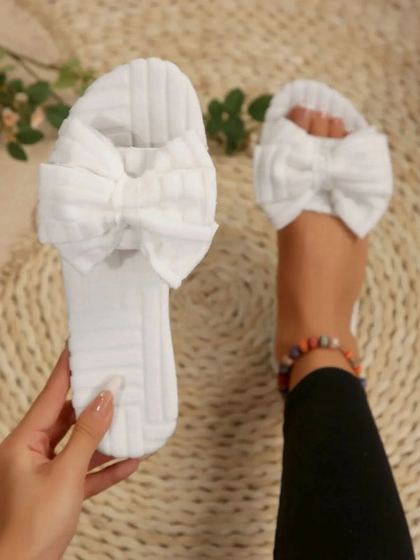Bow Knot Open Toe Slippers - ShalayeFashion