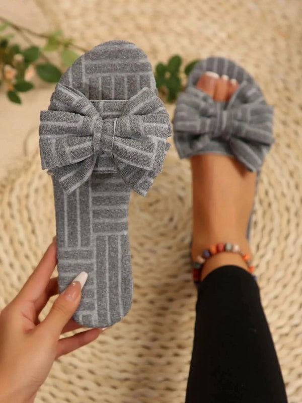 Bow Knot Open Toe Slippers - ShalayeFashion