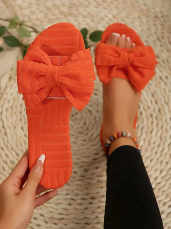 Bow Knot Open Toe Slippers - ShalayeFashion