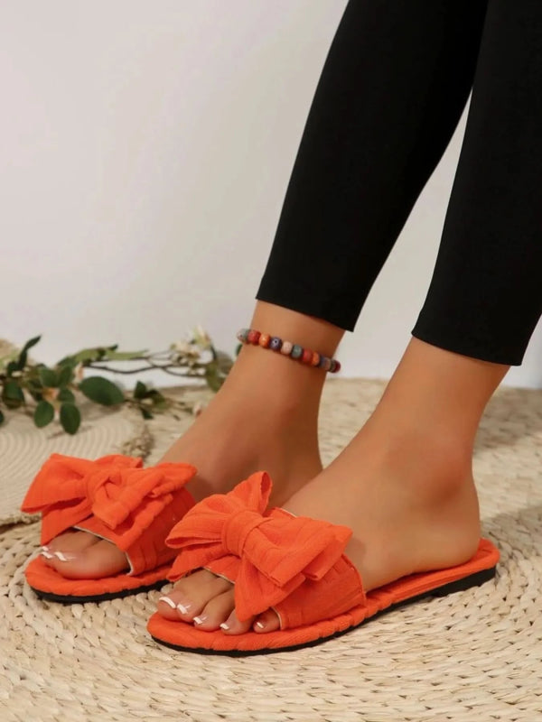 Bow Knot Open Toe Slippers - ShalayeFashion