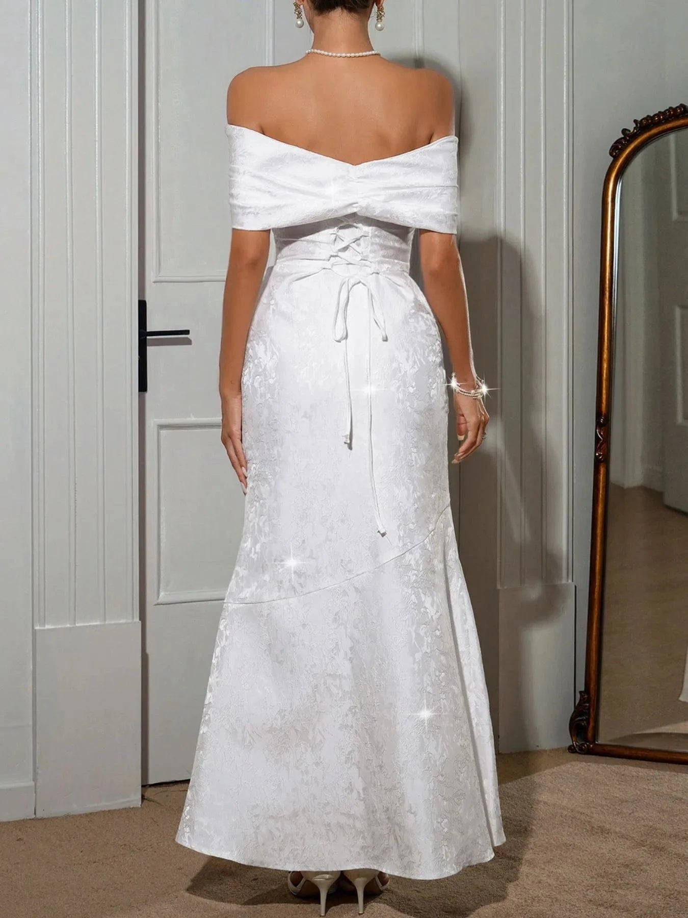 Bow Off - Shoulder Maxi Dress - ShalayeFashion