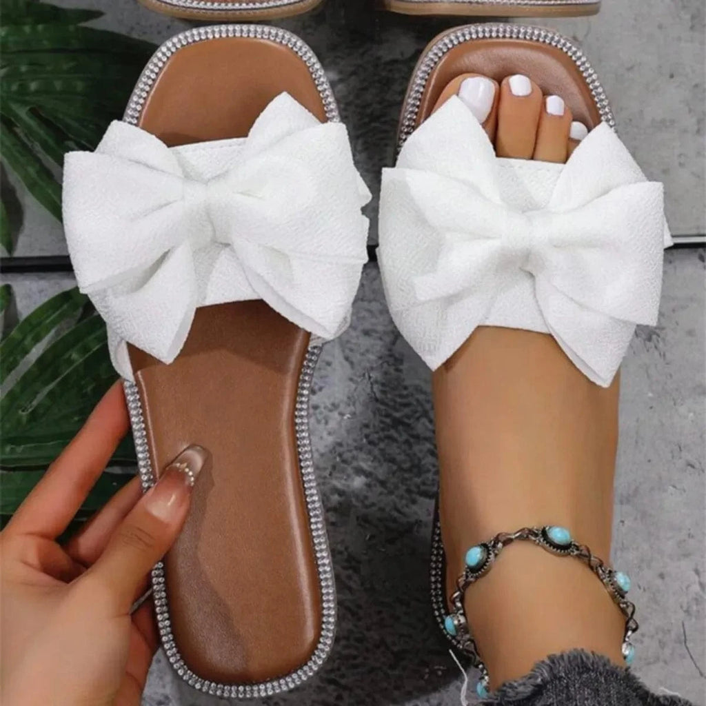 Bow Open Toe Flats Sandals - ShalayeFashion