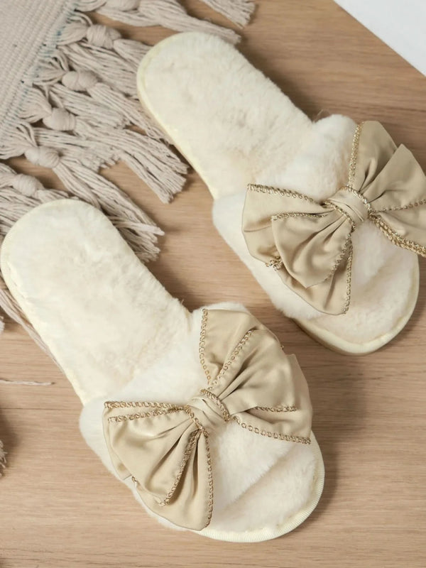 Bow Open Toe Slippers - ShalayeFashion