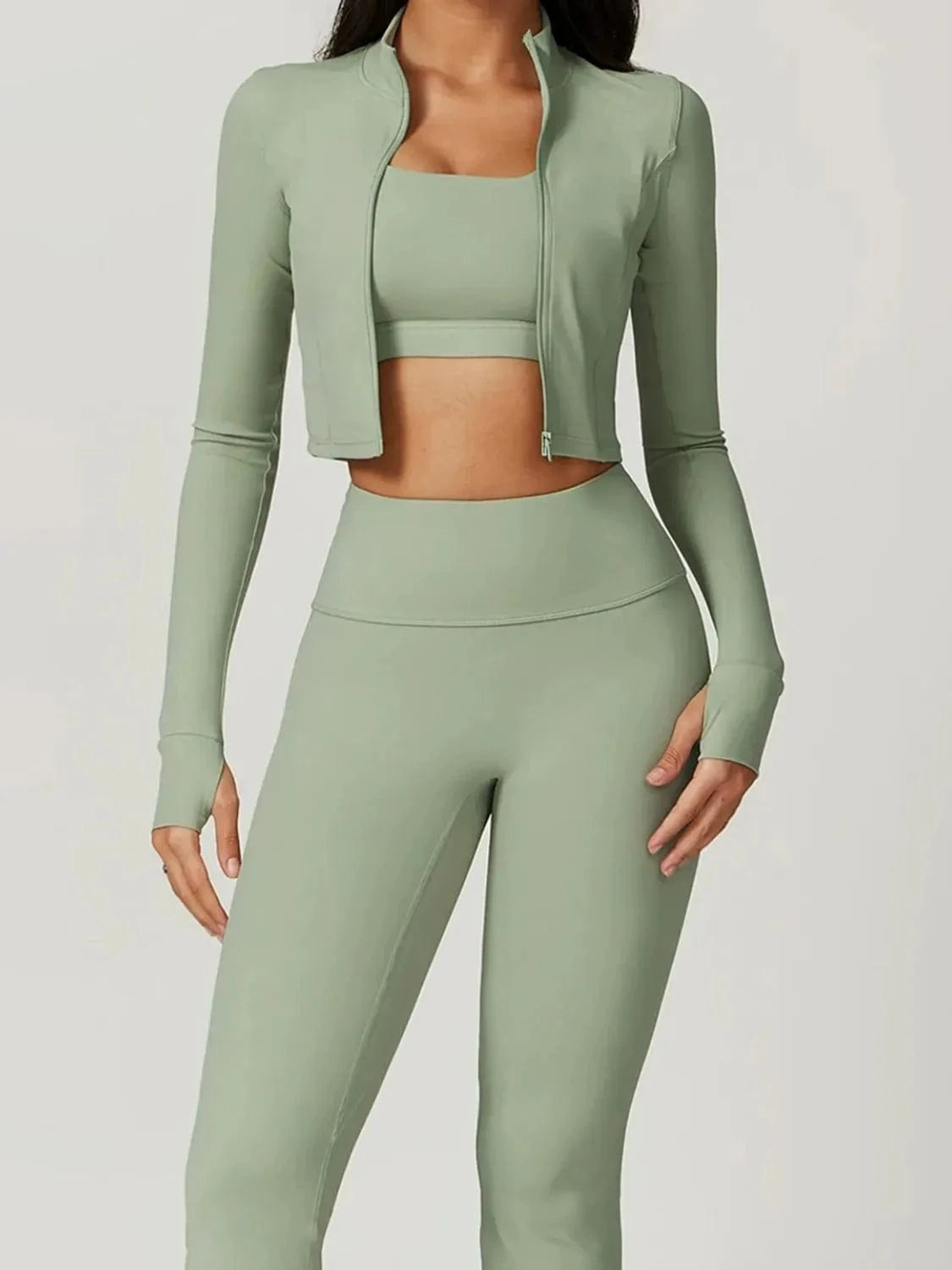 Bra Outerwear and Leggings 3 - Piece Active Set - ShalayeFashion