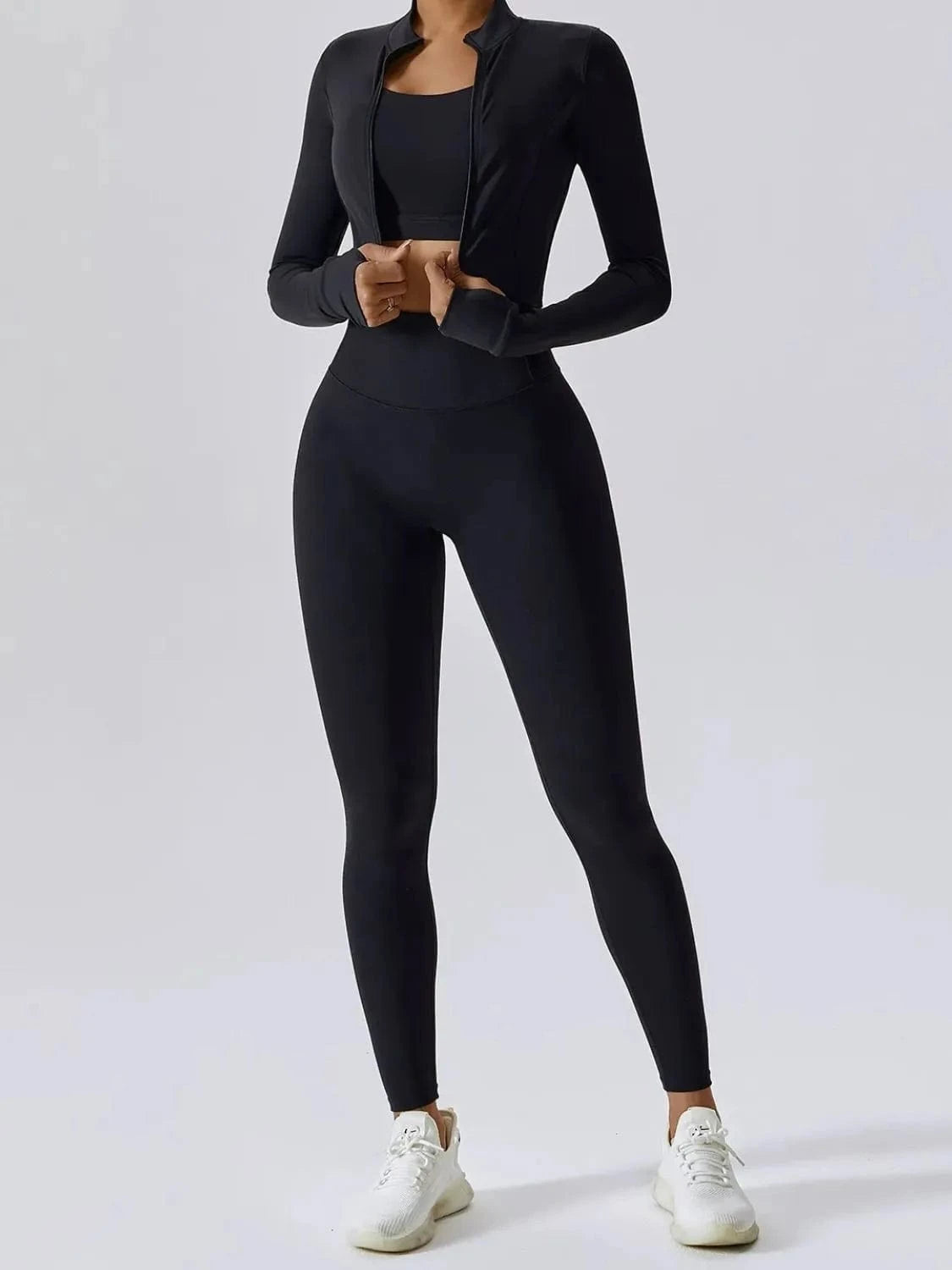 Bra Outerwear and Leggings 3 - Piece Active Set - ShalayeFashion