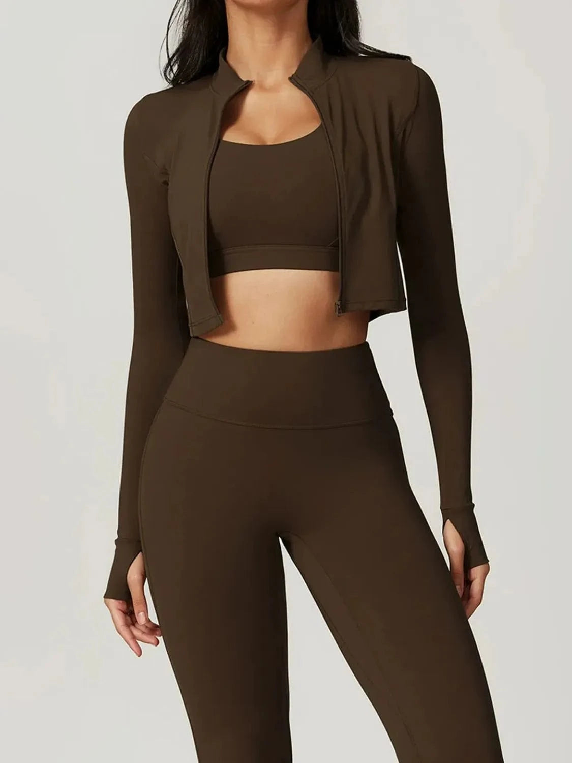 Bra Outerwear and Leggings 3 - Piece Active Set - ShalayeFashion