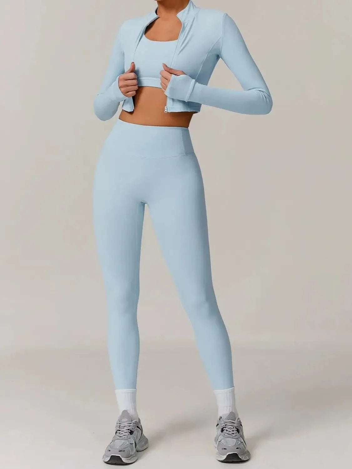 Bra Outerwear and Leggings 3 - Piece Active Set - ShalayeFashion