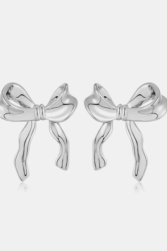 Brass Bow Stud Earrings - ShalayeFashion