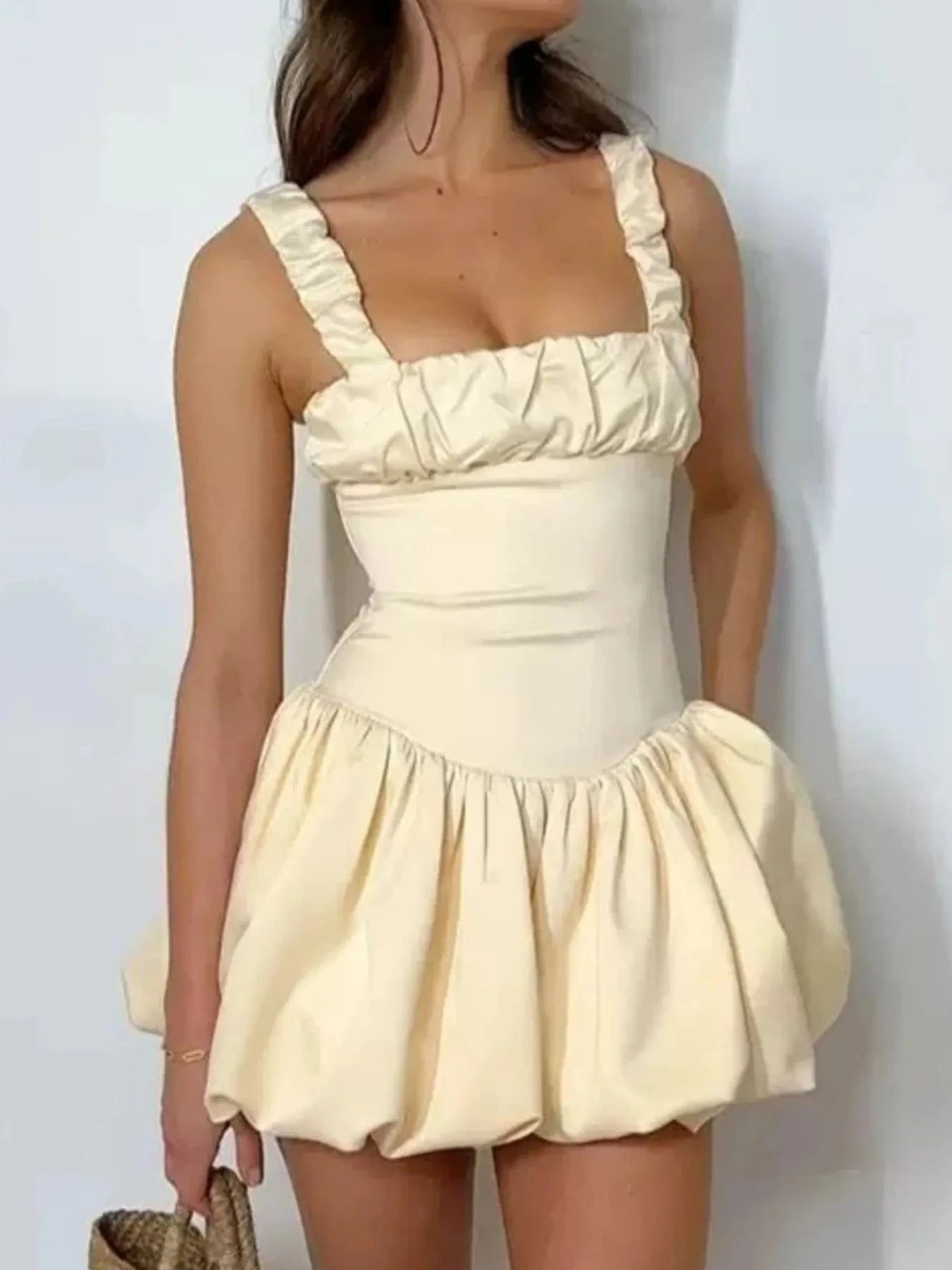 Bubble Hem Mini Dress - ShalayeFashion