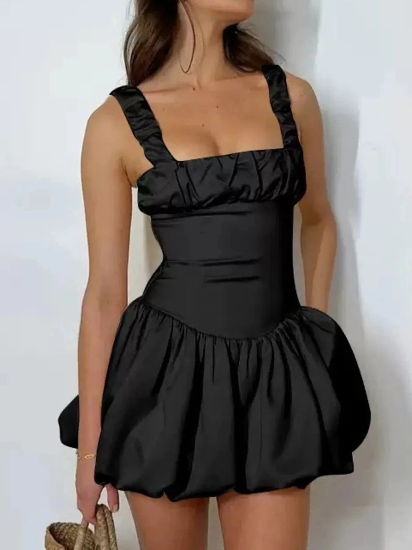 Bubble Hem Mini Dress - ShalayeFashion