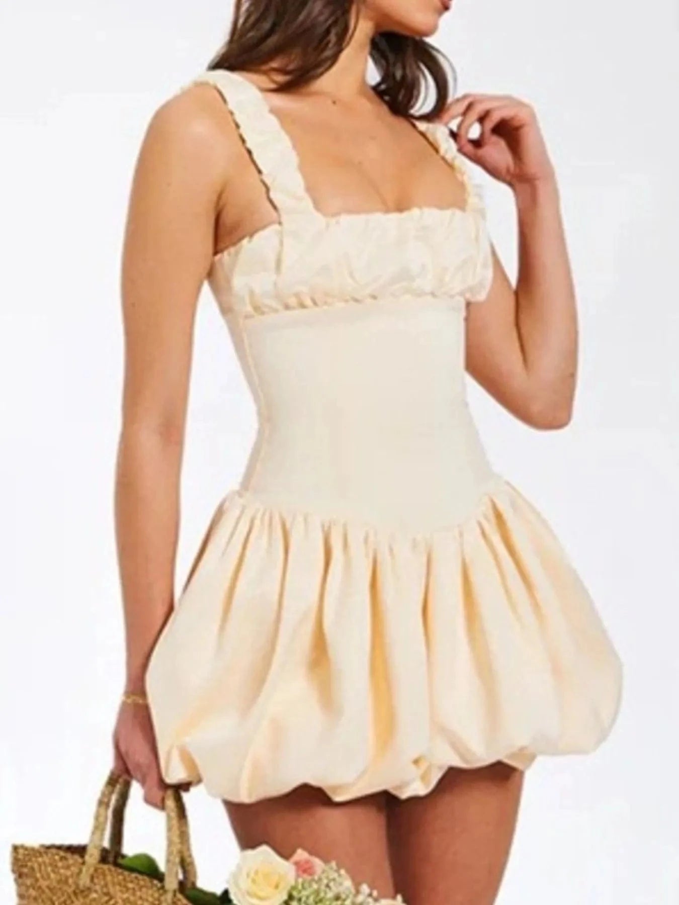 Bubble Hem Mini Dress - ShalayeFashion