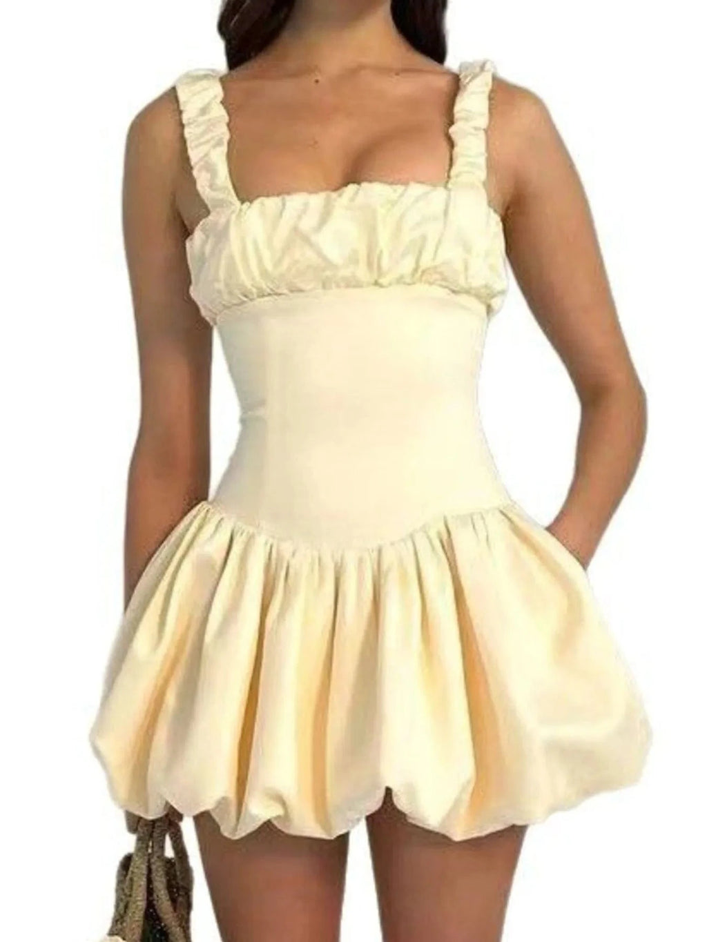 Bubble Hem Mini Dress - ShalayeFashion