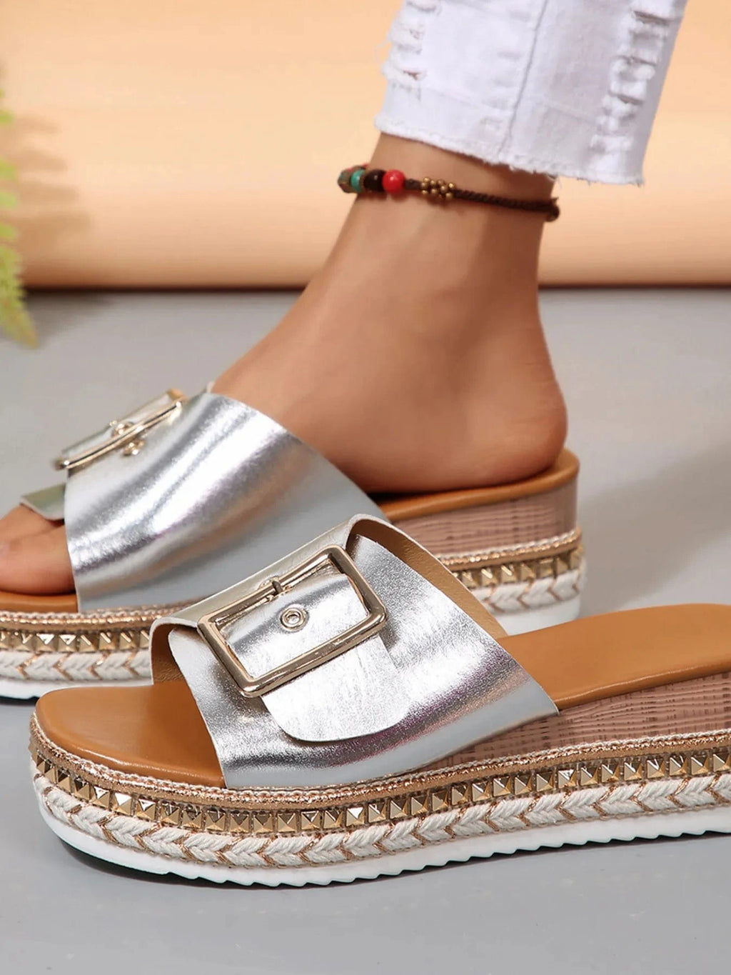 Buckle Espadrille Platform Sandals - ShalayeFashion