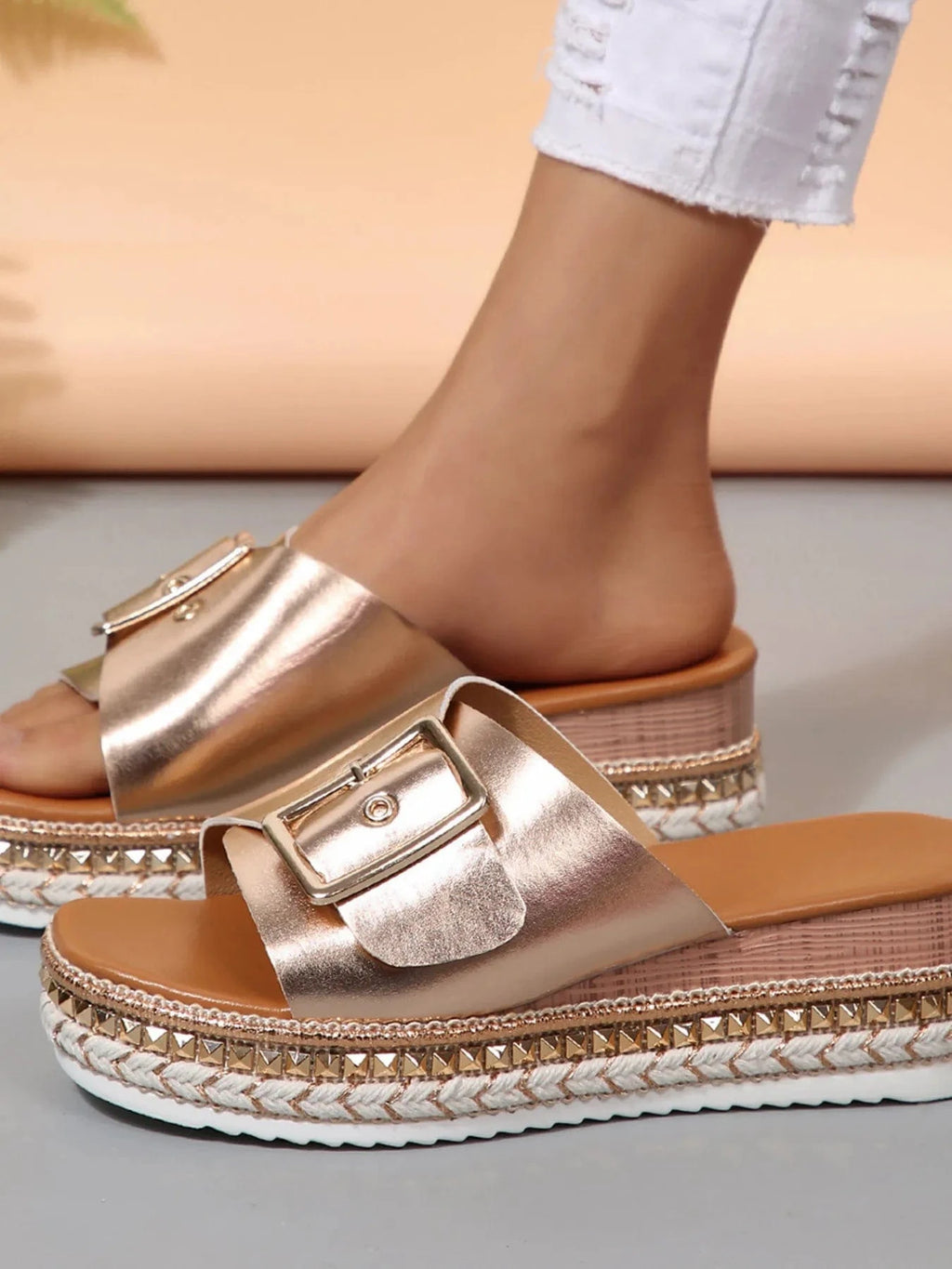 Buckle Espadrille Platform Sandals - ShalayeFashion