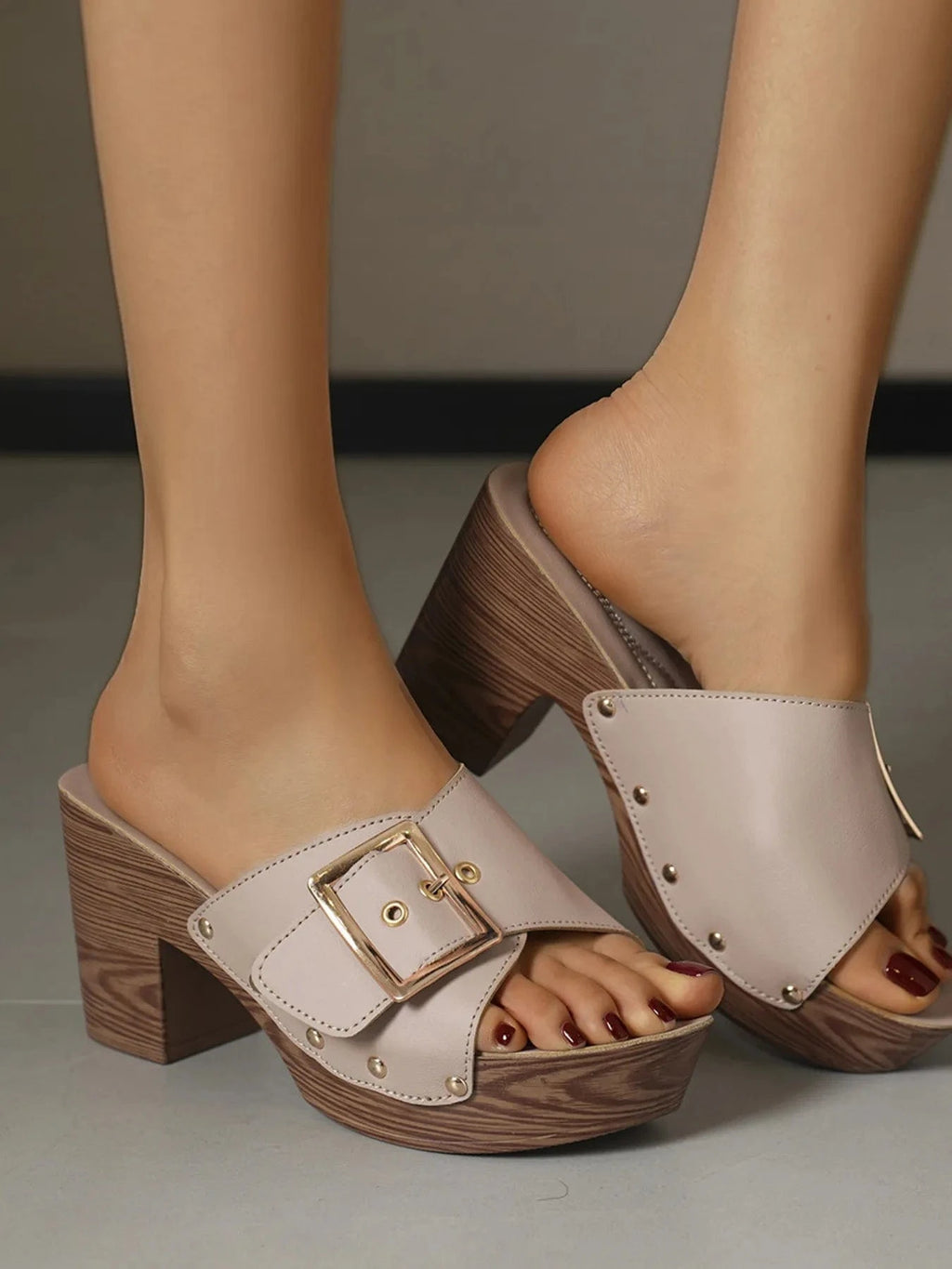 Buckle Platform Block Heel Sandals - ShalayeFashion