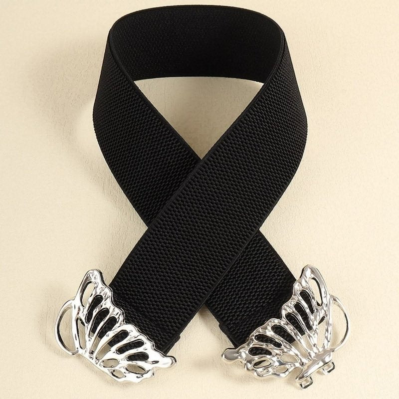 Butterfly Alloy Buckle Elastic Belt - ShalayeFashion