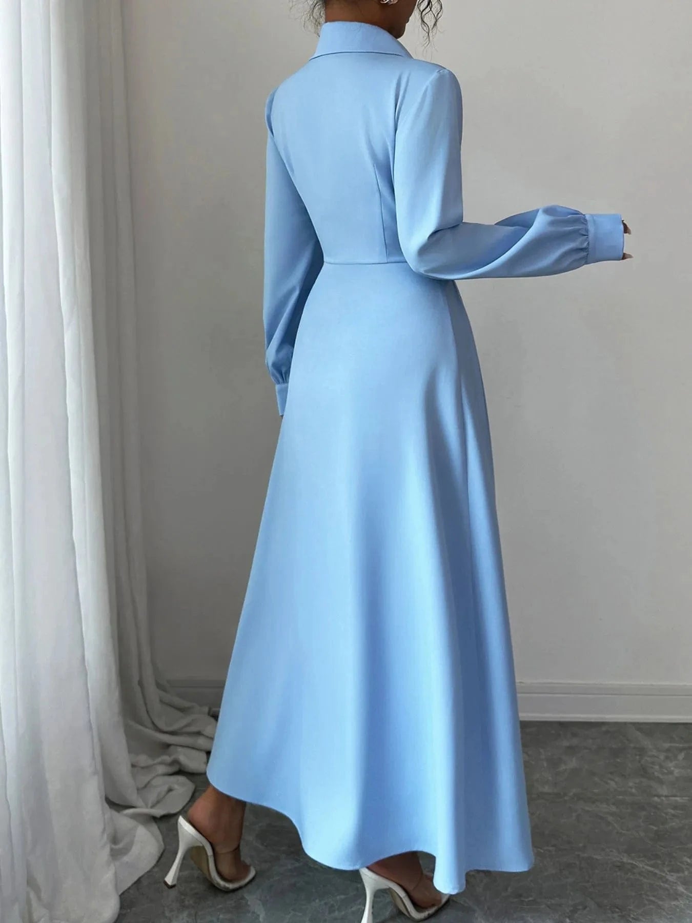 Button - Front Maxi Shirt Dress - ShalayeFashion