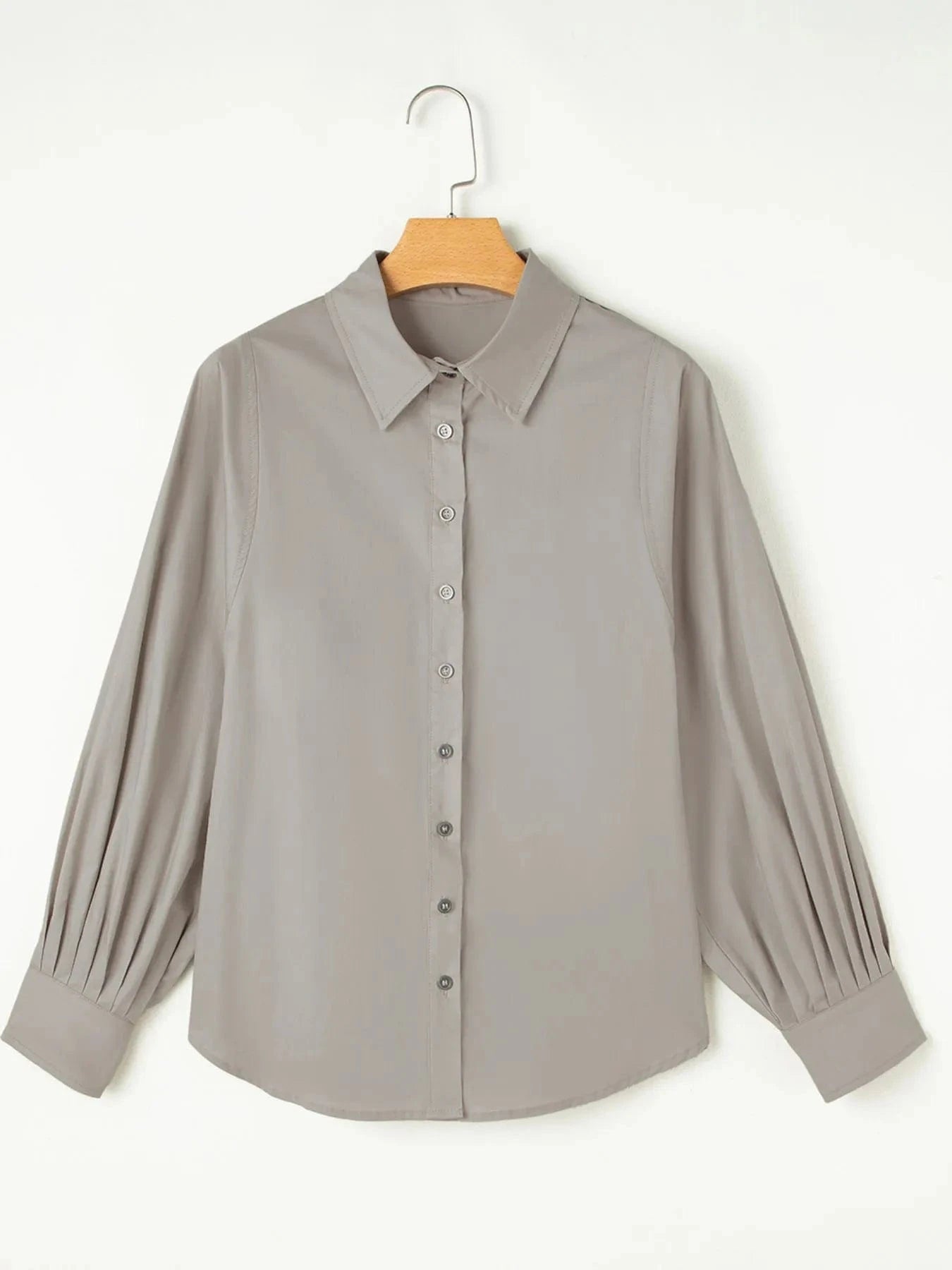 Button Up Lantern Sleeve Shirt - ShalayeFashion