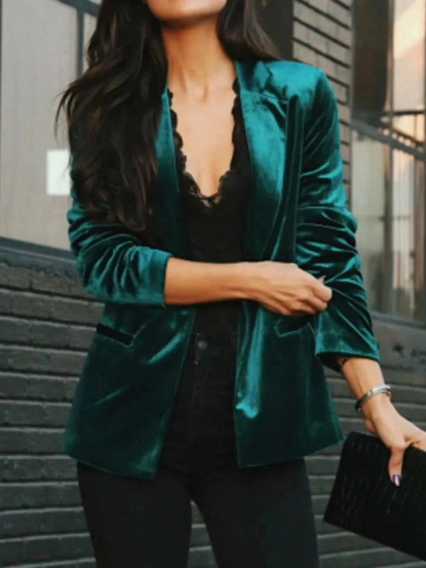 Button Up Lapel Collar Blazer - ShalayeFashion
